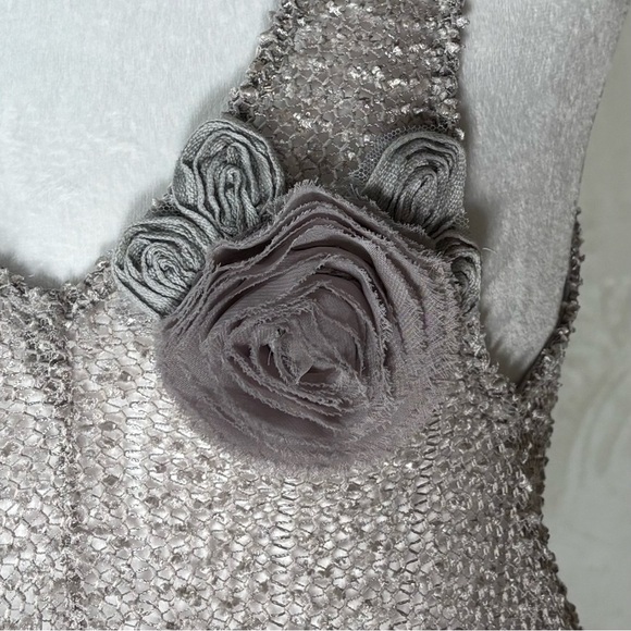 Adorn Women Boho Tank Dress Tunic Top Open Knit Sequins Sheer Light Gray sz L/XL - Picture 3 of 14